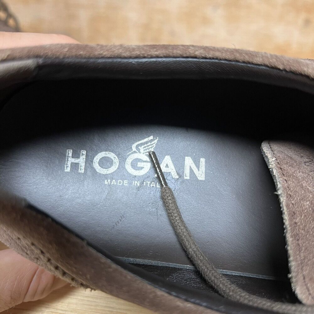 Hogan Men Size 10 US, 9 UK Shoes Brown Suede‎ Brogue Wingtip Oxford Derby Dress - Picture 9 of 10